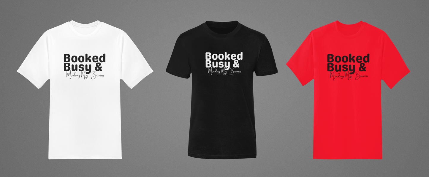 Booked & Busy (wht tee)