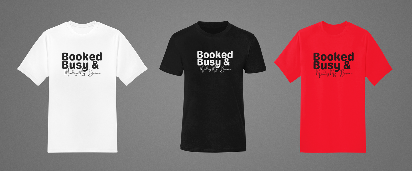 Booked & Busy (red tee)